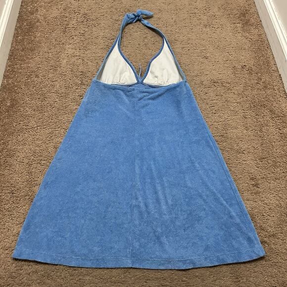 Vintage Y2K Ralph Lauren Terry Cloth Halter Dress Light Blue Size Medium - Picture 6 of 6